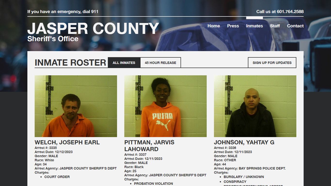 Inmate Roster | Jasper SO